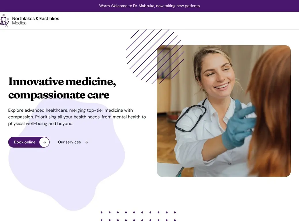 Northlakes Medical website on desktop
